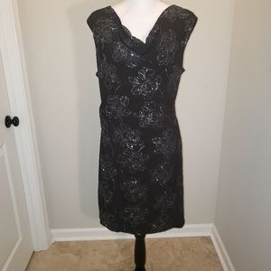 Scarlett black and silver flowered dress size 16